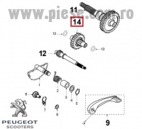 Roata dintata (arbore) intermediara originala Peugeot Speedfight 3 - Vivacity 3 2T 50cc